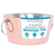 BIRDROCK HOME Hammered Stainless Steel Copper Beverage Tub with Handles - Dou...