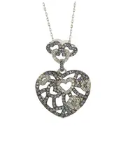 Suzy Levian Silver 1.62 ct. tw. Sapphire Connected Hearts Necklace