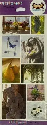 ANTIQUE STATUE Stickeroni Stickers(9pc)Hallmark•Flowers •Grape•Cherub•Monuments•