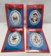 VTG NOS Lot of 4 Designs For The Needle Lace Ornaments Cross Stitch Kits Sealed