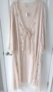 Vintage Victorias Secret ROBE Pink Silk BRIDAL Womens Medium large NOS w TAGS