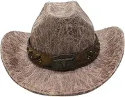 [OATIPHO] Cowboy Hat Men Hats The Hat Hats for Men Cowboy Outfits for Women Bonnets for Men Womans Hats Denim Cap Costume Accessory Party Decorations Wide Brim Cowgirl Hat Light Brown Suede