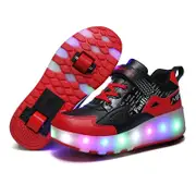 Rechargeable Light Wheel Skating Shoes for Kids - Size 33 Two-wheeled