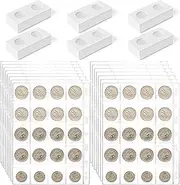 Jucoan 300 PCS Cardboard Coin Holders and15 Sheet Coin Pocket Pages, 6 Sizes 2" x 2" Coin Flip and 300 Pockets Coin Collecting Book Sleeves Protectors for Coin Collection Supplies
