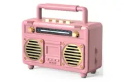 Mini Cute Bluetooth Speaker, Gift for Women Teen Girls, Pink Decor Aesthetic for Bedroom, Room, Desk, Office, Kitchen, Home Accessories with Small Vintage Radio Style, Wireless Speaker Support TF Card(Pink)
