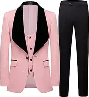 [GHNXCY] Men’s Suits Slim Fit 3 Piece One Button Tuxedo Suit Set Wedding Prom Dinner Party（Blazer+Vest+Pants