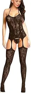 [Buitifo] Fishnet Bodystocking Plus Size Crotchless Bodysuit Lingerie for Women