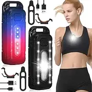 2 Pcs Clip on Flashlight - Running Light for Runners,Rechargeable Safety Night for Walking at Night,Hands Free Flashlight With 5 Brightness Mode,Portable LED Work Light for Camping Hiking Walking Dog