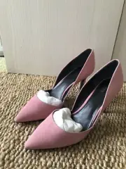 Wittner “Rumaze” Bright Baby Pink Suede Leather Pointed Toe High Heel Shoes, 40!
