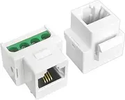 NECABLES 2Pack RJ11 Screw Jack CAT3 Telephone Keystone Jack with Screw Terminal on Breakout Board 4 Screws to RJ11 6P4C Female White