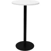 Rapidline Circular Dry Bar Table D600 x H1075mm Natural White Top Black Disc Base