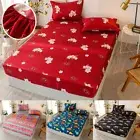Printed Mattress Cover Fitted Sheet Single Double Super King Bed Home Decoration