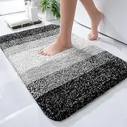 YUTA Bathroom Rugs Mat Extra Soft and Absorbent Microfiber Bath Rugs, Non-Slip Plush Shaggy Bath Carpet, Machine Wash Dry, Bath Mat for Bathroom Floor, Tub and Shower, 51x76cm, Black