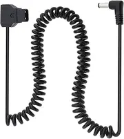 EMSea D-TAP 2Pin Male to DC 5.5x2.1MM Right Angle Connector Coiled Spring Power Cable 50cm for BMCC BMPCC 4K Digital Camera Black