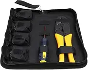 ZONADA Crimping Tool Kit Electrical Insulated Terminals Ferrules Ratchet Crimper Cable Wire Terminal Plier Screwdriver Set 5 Interchangeable Tips Dies from 0.5mm to 35mm² with Carry Bag