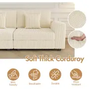 Advwin Sofa 290cm Corduroy Modular Couch