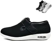 Diabetic Shoes,Extra Wide Toe Cushioning Sole Men's Therapeutic Shoes for Plantar Fasciitis and Wide Feet(Black,6.5)