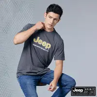 在飛比找momo購物網優惠-【JEEP】男裝 經典品牌LOGO短袖T恤(灰色)