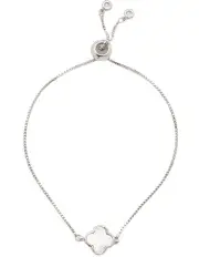 [Mocha] Pearl Clover Bracelet in Silver