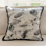 Art Style Leaf & Feather Jacquard Throw Pillow – 18" x 18"