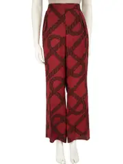 Red Silk Rope Pattern Elasticated Trousers
