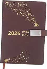 jojofuny Pu Daily Planner Notebook: 2026 A5 Journal Monthly Notebook Agenda Organizer with Index Bookmarks for Business Notes Personal Use