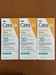 3 CT CeraVe Hydrating Sheer Sunscreen Broad Spectrum SPF30 Face & Body 3oz 09/26