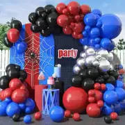 Red Blue Black Silver Balloon Garland Arch Kit | Spiderman Birthday Party Decor