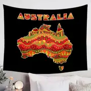 Multi Colored Aboriginal Design Australia Continent Tapestry