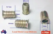 Qty 10 M6 x 17mm Hard Wood Threaded Flange Zinc Steel Insert Allen Nut Hardwood