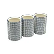 Nicola Spring Patterned Porcelain Kitchen Utensil Holder Pots - Print Design - Set Of 3