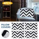 4Pcs Geometric Pattern Cushion Covers Black White Rectangle Pillow Cases BaSlu