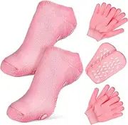 2 Sets Spa Moisturizing Socks Hand Moisturizer Gloves Moisturizer Socks Callus Remover Socks Spa Hand Mitts Spa Moisturizing Gloves Bath Gloves Cotton Skin Gel
