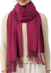 [Gochoneng] Women's Scarf Pashmina Shawls and Wraps for Evening Dresses Wedding Bridesmaid Bride Shawl Soft Winter Warm Scarves, Wine Red