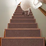 Self Adhesive Imitation Linen Non Slip Stair Tread Carpet Mat Comfortable Self Adhesive Stair Rugs