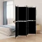 4-Panel Room Divider Folding Wall Privacy Screen Stand Black 200x200cm Fabric