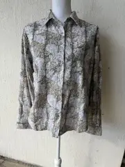 Columbia XCO Corduroy Snap Front Long Sleeve Blouse Paisley Print Womens XL