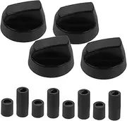 [ULTECHNOVO] 4 Pack Control Knobs with Adapters for Gas Range Oven Cooktop Black Replacement Knobs for Electric Range Burners Easy to Use Versatile Kitchen