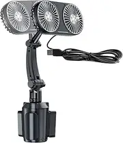 Vehicle Cup Holder Fan - Golf Cart Fan - Truck Fan with Adjustable Base, USB Fan, Portable Car Air Conditioner, Vehicle Fan