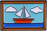[Pinstant] Boat Ship Painting Drawing Living Room Animated Cartoon Comedy TV Show 1.2" Enamel Pin Badge, 1.2 Inches, Enamel, enamel