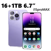 I15 Pro Max 5G phone 16GB RAM 1TB ROM Android 12.0 Max 128G 6.54Inch Screen 5MP 16MP Camera 5000mAh Battery Dual Sim Card Mobile Smart Phone Col.Purple