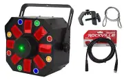Eliminator Furious Three RG LED DMX Moonflower/Laser Effect Light+Cables+Clamp