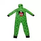 Minecraft Pajamas Boy 4/5 Creeper Sleeper Pajama PJ One Piece With Hoodie