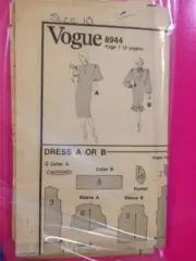 Vogue Sewing Pattern 8944 Ladies / Misses Dress Size 10 No Packaging Uncut