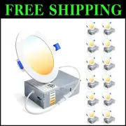 12 Pack 4 Inch Dimmable LED Recessed Ceiling Lights - 2700K-5000K Adjustable