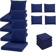 Oslimea Patio Cushion Covers Replacement Set of 4, Water UV Resistant Outdoor Cushion Slipcovers with Zipper Chair Seat Cushion Covers for Outdoor Furniture (24 x 20 Inch, 24 x 24 x 4 Inch, Blue)