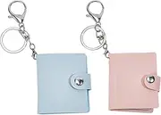 NICENEEDED 2 x Mini PU Leather Photo Album with Key Chains, Key Ring with Small Photo Book, Picture Album, Scrapbook, Key Ring, Keyring, Bags with Key Fob