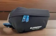 AUTH NWT $860 Burberry Men’s Sonny Contrasting Logo Nylon Belt Bag In Black~NEW
