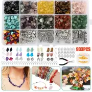 933PCS Chips Stone Beads Natural Gemstone Beads DIY Jewelry Necklace Making Kit