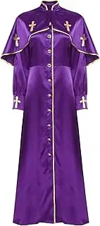 [Sinleey] Clergy Robe for Women Long Sleeve Loose Fit Clergy Maxi Dress Minister Pulpit Choir Robe, Purple, X-Large